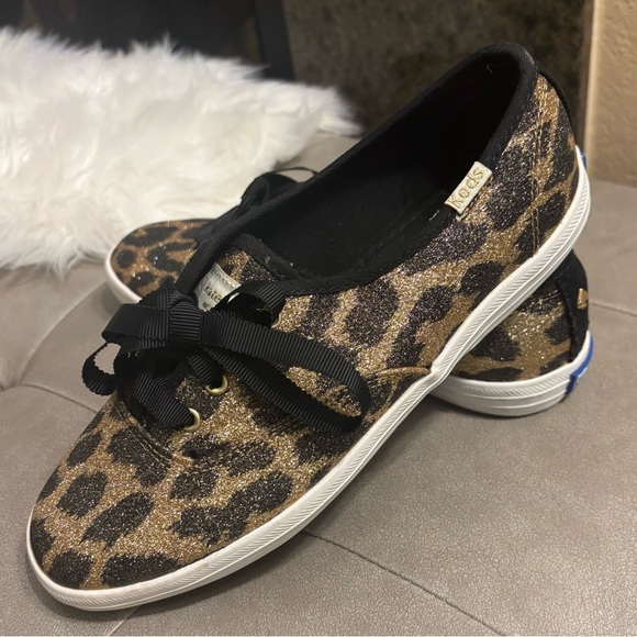 Keds x Kate Spade Gold Black Glitter Cheetah Leopard Shoes Sneakers Women’s 5.5 - Picture 12 of 14